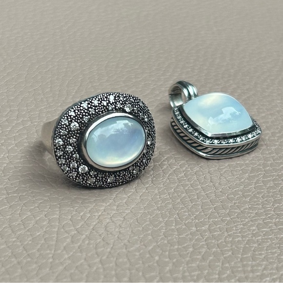 AUTHENTICATED David Yurman Moon Quartz & Diamond Mélange Ring - ORIGINAL TAG - Picture 7 of 10